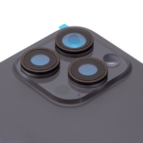 Задня панель корпуса для iPhone 15 Pro Max, чорна, із склом камери, Original (PRC) Прев'ю 1