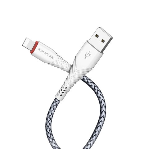 USB кабель Borofone BX25, USB тип-A, Lightning, 100 см, 2,4 А, белый, #6931474703460 Превью 1