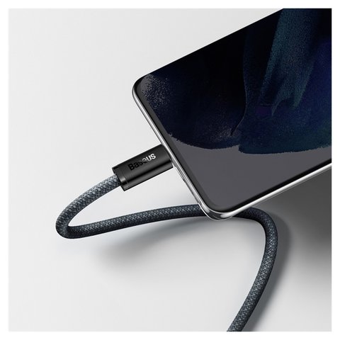 USB Cable Baseus Dynamic Series, (2xUSB type-C, 100 cm, 100 W, gray, nylon braided) #CALD000216 Preview 2
