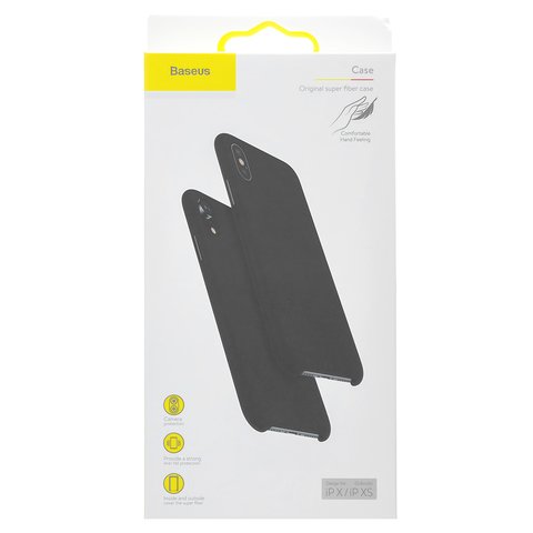 Funda Baseus puede usarse con Apple iPhone X, iPhone XS, negro, Super Fiber, de plástico, #WIAPIPH58-YP01 Vista previa  1