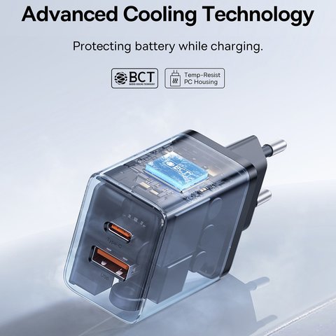 Adaptador de red Baseus Cube, 30 W, Power Delivery (PD), Fast Charge, blanco, 2 puertos, #P10111404213-00 Vista previa  7