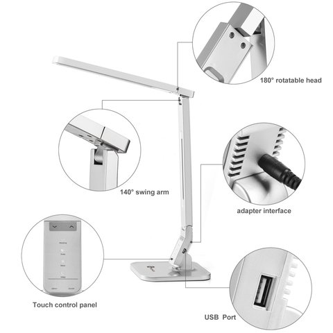 Настольная бестеневая лампа TaoTronics TT-DL07, серебристая, EU Превью 5