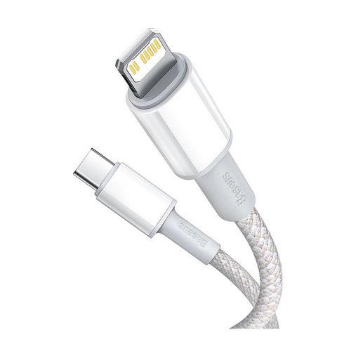 USB кабель Baseus High Density Braided, USB тип-C, Lightning, 100 см, 20 Вт, білий, в нейлоновому обплетенні, #CATLGD-02 Прев'ю 1