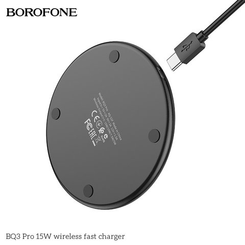 Безпровідний зарядний пристрій Borofone BQ3 Pro, Power Delivery (PD), чорне, USB тип-C, 15 Вт, #6974443380583 Прев'ю 3